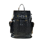 Unisex Fashion Genuine Leather Crocodile Pattern Travel Backpack