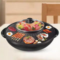 Portable Round Non-Stick Electric Grill and Hot Pot Cookware