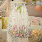Girls' Lace Short Sleeve Floral Lantern Pants Two Piece Set