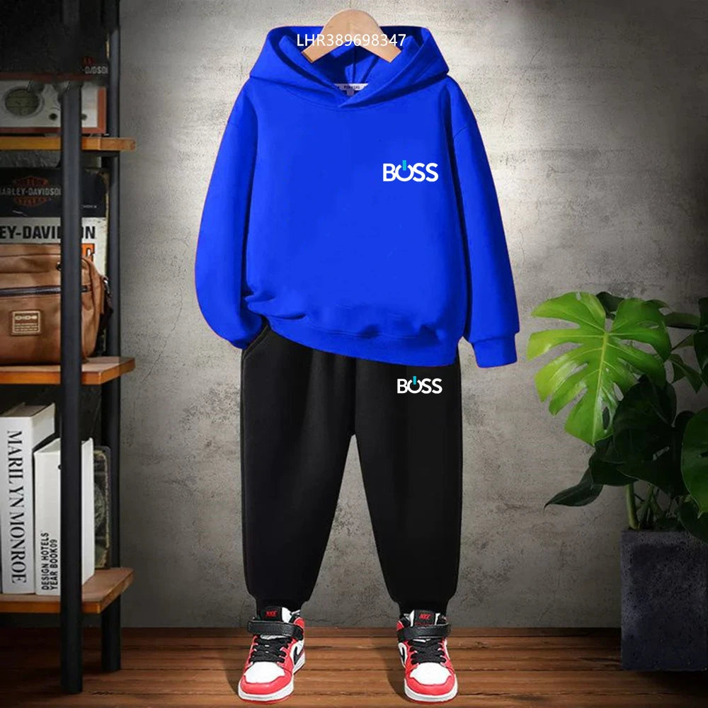 Kids' Printed Hoodie Pants Two-Piece Set