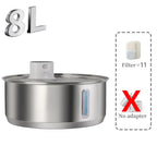 8L Automatic Stainless Steel Dog Water Fountain 5000mAh Wireless Pet Drinker Battery & Sensor 2-in-1 Dispenser
