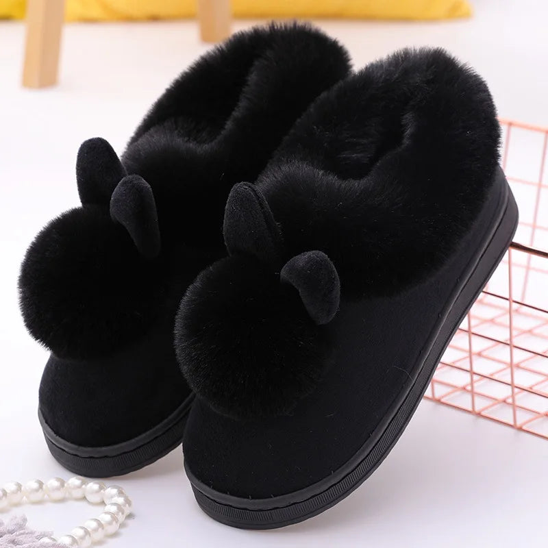 Women's Plush Winter House Slippers Fuzzy Fur Lined Slides