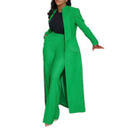 Women's Longline Blazer Wide Leg Pants Set