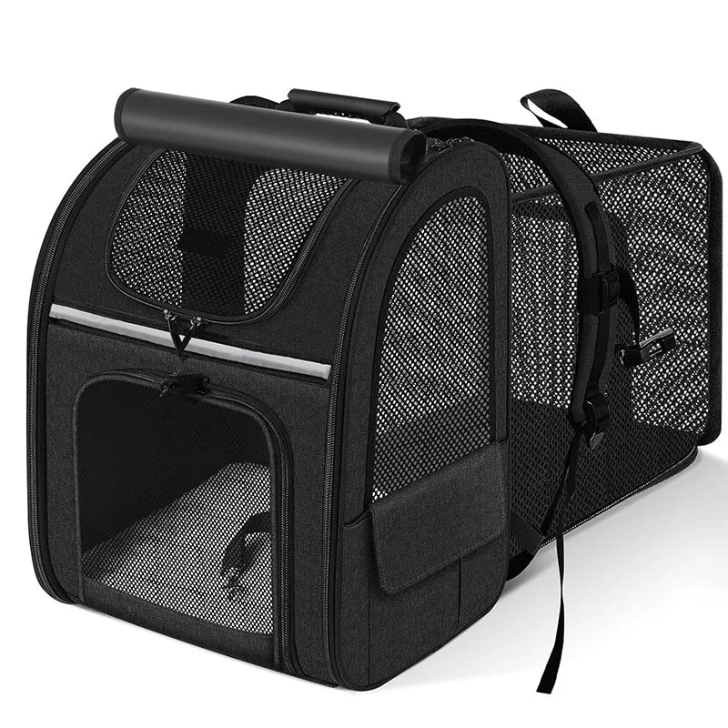 Expandable Pet Carrier Backpack Breathable Travel Bag for Cats and Small Dogs