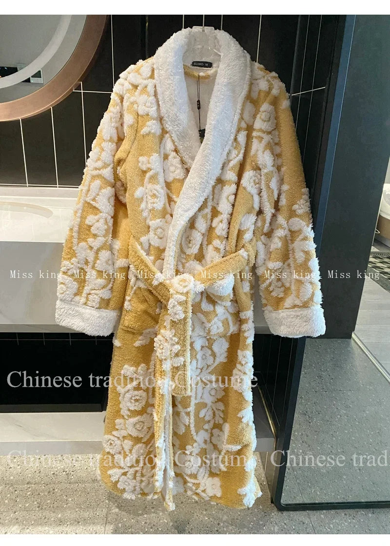 Warm Flannel Long Kimono Robe and Winter Loungewear