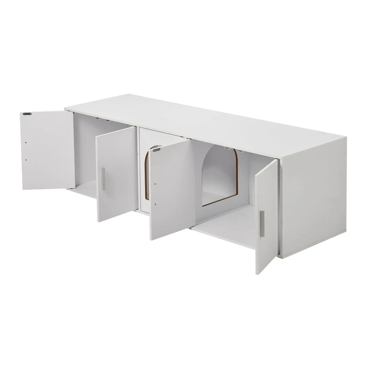 Double Room Wooden Cat Litter Box Enclosure and Hidden Cabinet