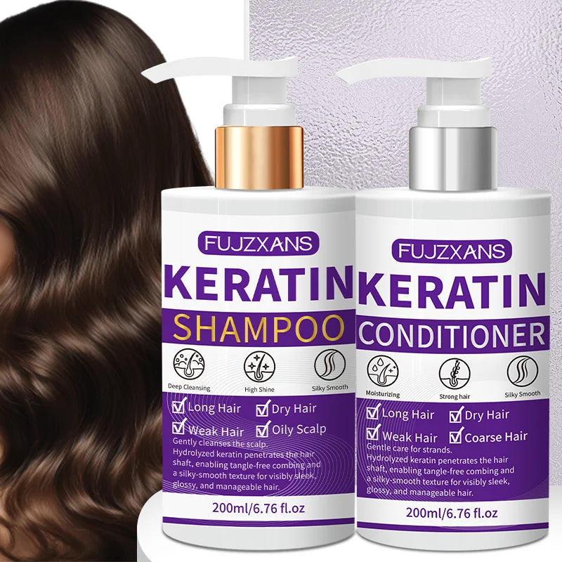 Keratin Shampoo and Conditioner Set Smooth Frizzy Hair 6.8 fl oz Each TSR57T-B1B2