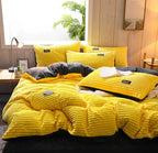Warm Coral Fleece Duvet Cover and Plush Bedding Set