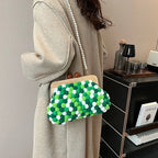 Women's Candy Color Pearl Shell Crossbody Handbag