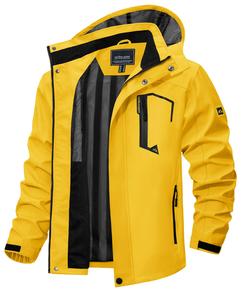 Men's Lightweight Waterproof Hooded Outdoor Hiking Rain Jacket TJ589