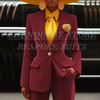 Women's Velvet Notch Lapel Slim Fit 2 Piece Pants Suit