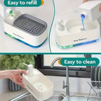 Dual Pump Soap Dispenser Set with Sponge Storage Box for Kitchen Sink