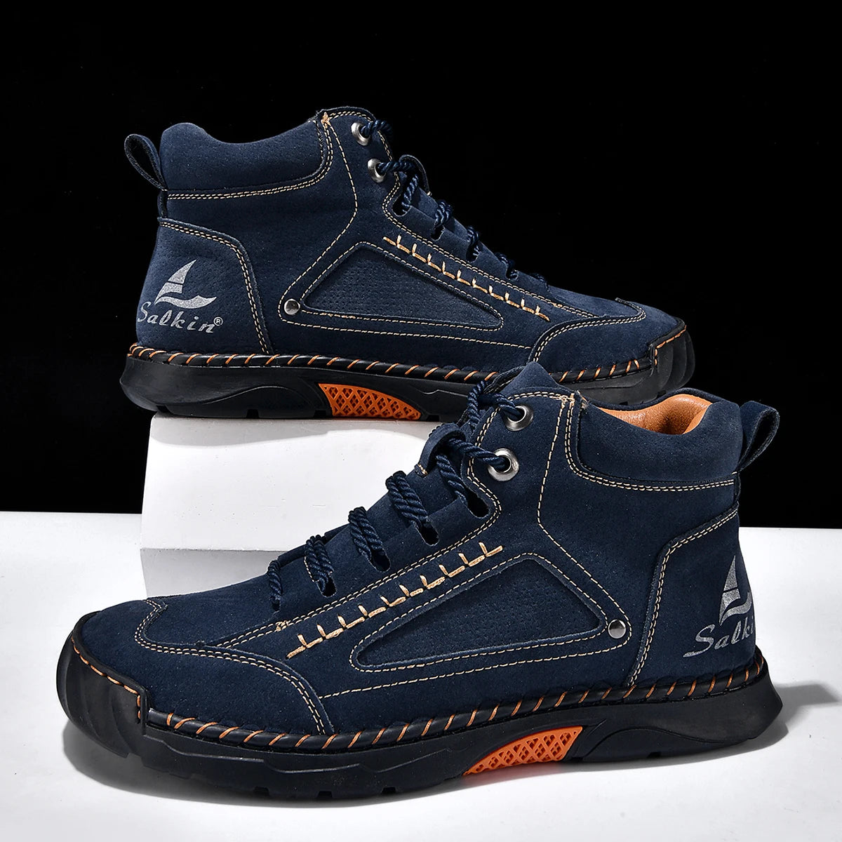Men's Fashion Split Leather Handmade Casual Ankle Boots 2317-1
