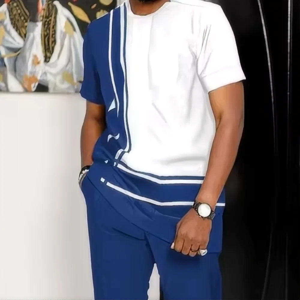 Men's Oversized 3D Printed T-Shirt and Pants 2-Piece Set
