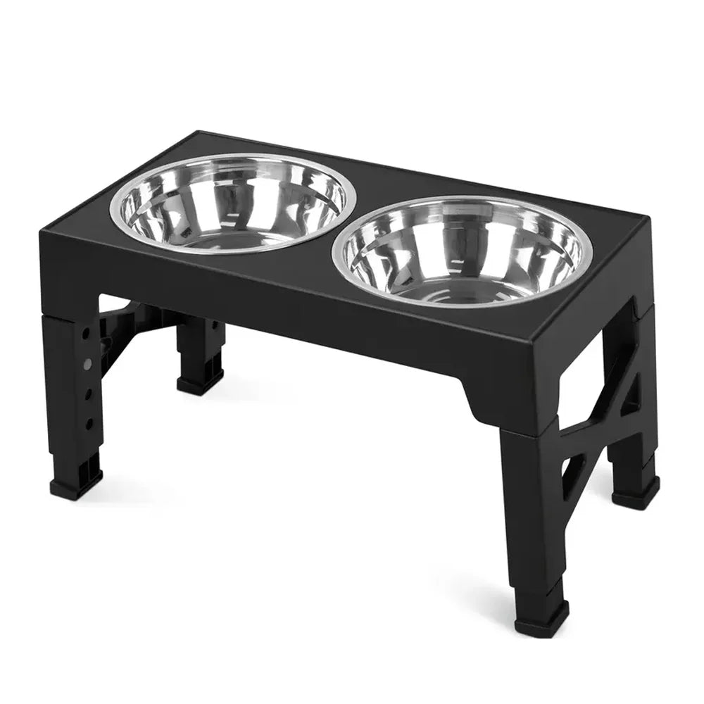Adjustable Elevated Dog Feeder with Double Stainless Steel Bowls for All Breeds
