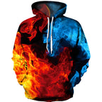 Unisex Colorful Flame 3D Print Pullover Hoodie Sweatshirt