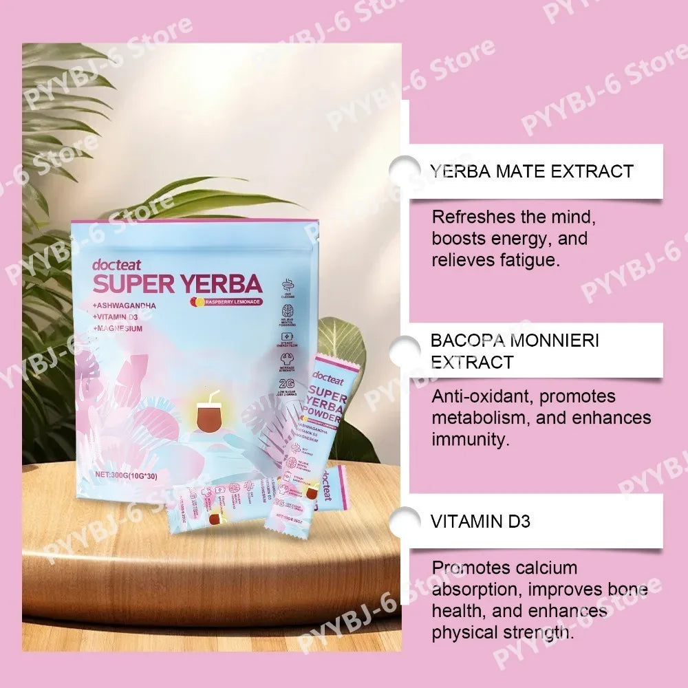 Ashwagandha Vitamin D3 Magnesium Powder Stick Packs Raspberry Lemonade