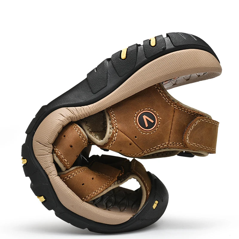 Men's Casual Outdoor Leather Sandals Roman Beach Shoes