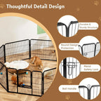 32 Inch Metal Dog Playpen 8-Panel Foldable Pet Fence with Door for Indoor Outdoor Use