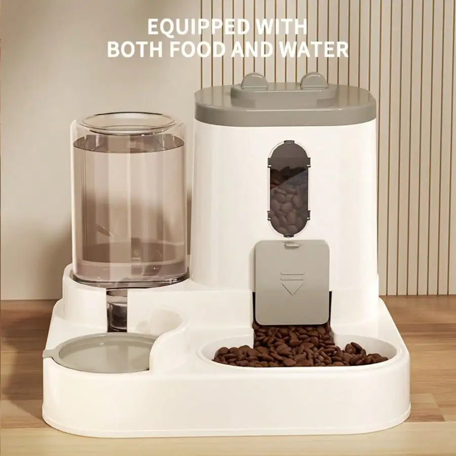 2-in-1 Automatic Cat Feeder and Water Dispenser Dual Pet Bowl for Small Dogs and Kittens
