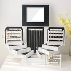 Large Wooden Jewelry Box and Velvet Organizer for Women