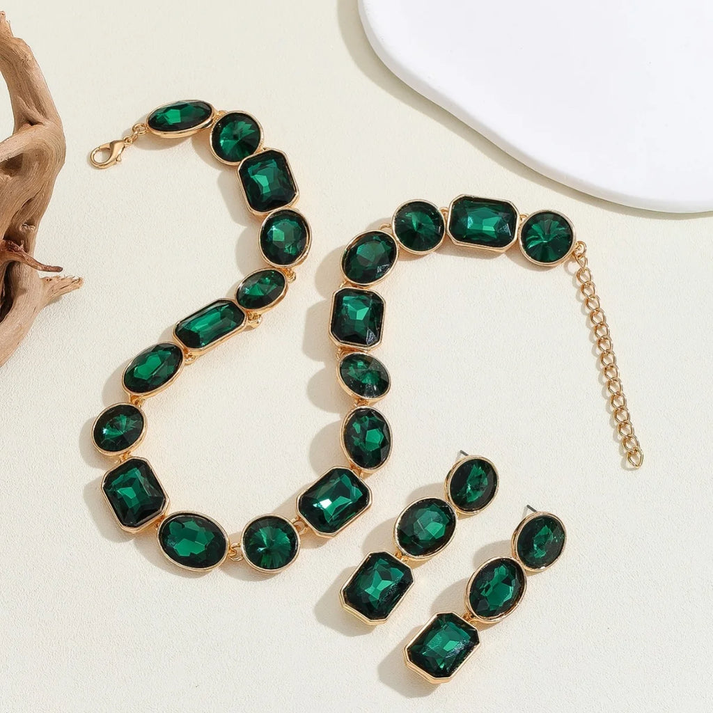 Women's Fashion Exaggerated Alloy Tassel Necklace and Earrings Set