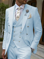 Men's Solid Color Lapel Short Sleeve Zipper Trouser Suit