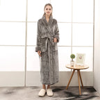 Unisex Thick Coral Fleece Warm Long Kimono Robe