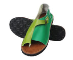 Women's Retro PU Leather Peep Toe Flat Sandals