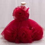 Girls' Sparkling Single Shoulder Puffy Skirt Pageant Dress