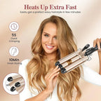 Triple Barrel Ceramic Hair Waver Curling Iron Temperature Control Styling Tool