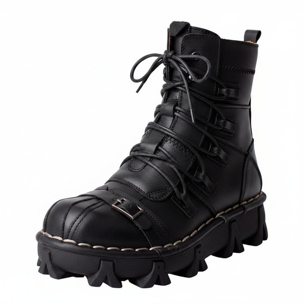 Men's Fashion Genuine Leather Handmade Punk Boots 1809