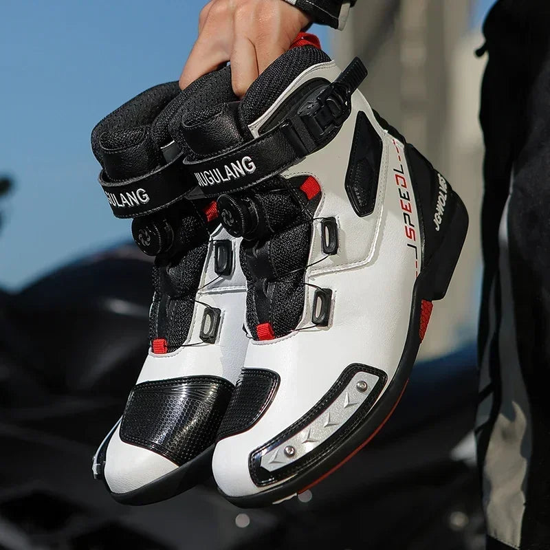 Men's Fashion Leather Breathable Anti-Slip Motorcycle Ankle Boots