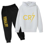 Kids' Ronaldo CR7 Print Hoodie Sweatshirt Pants Two-Piece Set