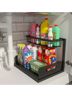 2-Tier Metal Slide Out Cabinet Organizer and Storage Basket