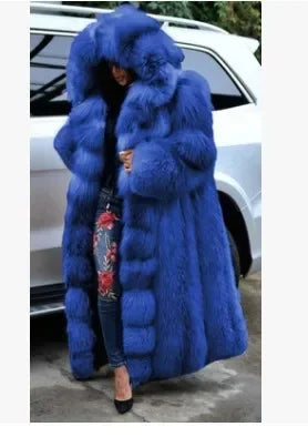 Women's Thick Warm Hooded Faux Fur Coat