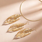 Women's Fashion Elegant Fringed Leaf Collar Necklace and Earrings Jewelry Set