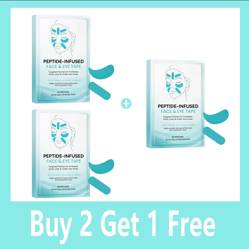 Unisex Peptide-Infused Face & Eye Wrinkle Smoothing Tape Patches
