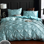Chiffon Pinched Flower Duvet Cover and Soft Bedding Set