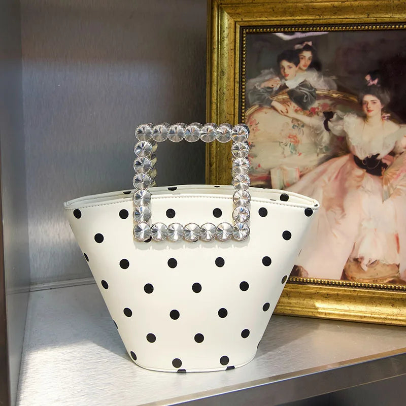Women's Diamond Handle Bucket Crossbody Handbag