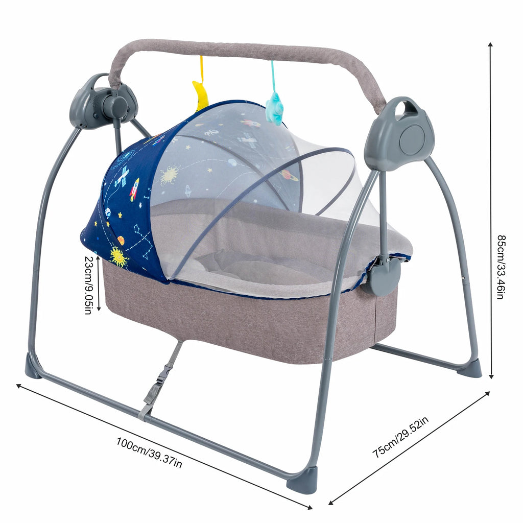 Foldable Baby Cradle Swing and Electric Rocking Bassinet