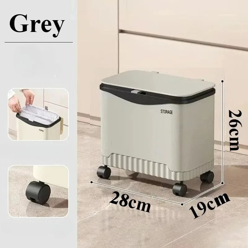 Multifunctional Kitchen Trash Can and Recycling Bin with Wheels