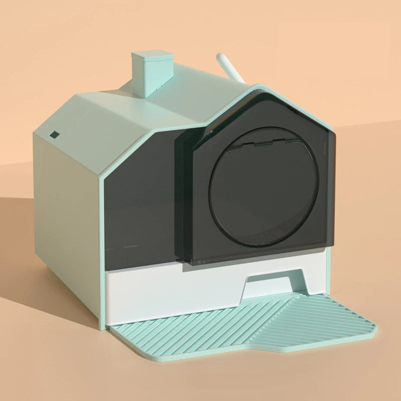 Fully Enclosed Cat Litter Box and Odor Barrier Drawer Pan