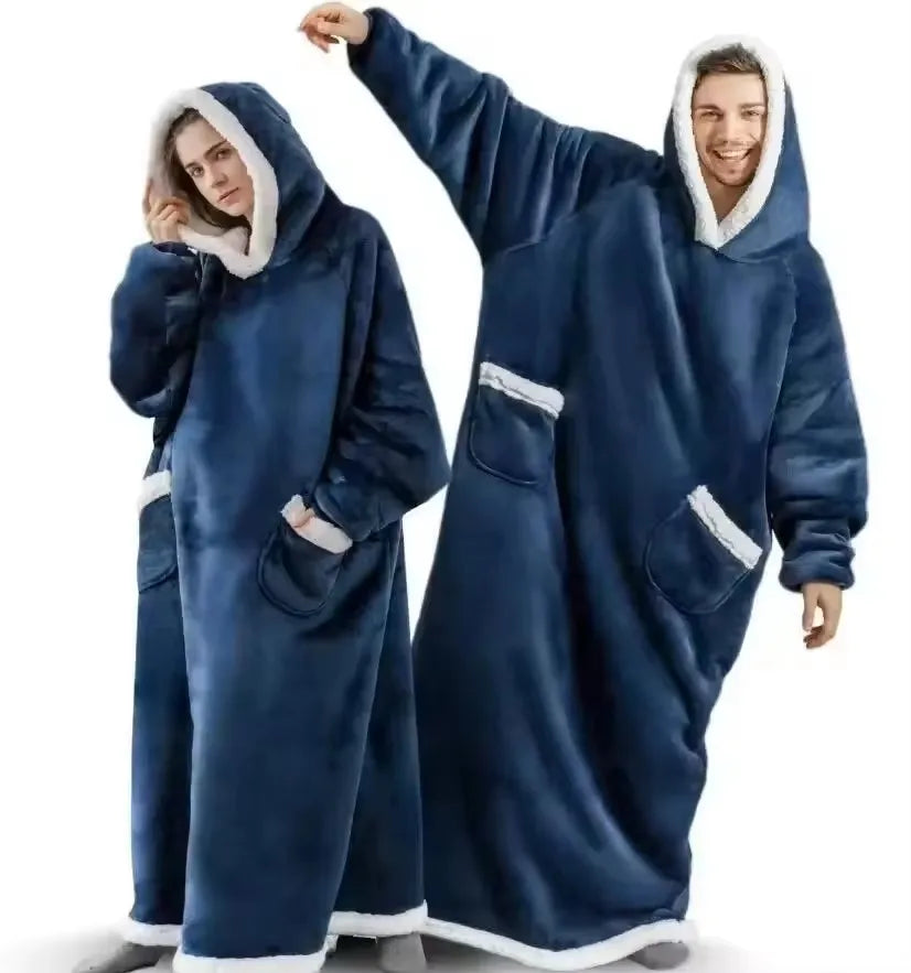 Unisex Oversized Long Flannel Blanket Hoodie Sweatshirt