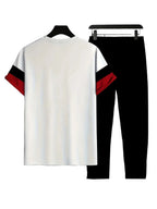 Men's Summer Striped Letter Print Breathable Round Neck T-Shirt and Shorts Set