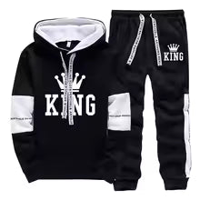 Men's Casual Print Hoodie and Sweatpants Two Piece Tracksuit Set