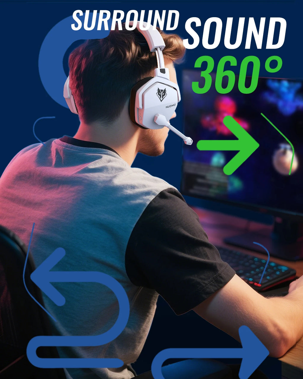 Wireless Bluetooth Over Ear Gaming Headphones With Charging Station G06 Pro