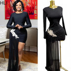 Women's Rhinestone Patchwork Tassel Bodycon Mini Dress