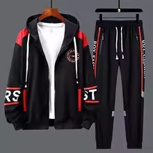 Men's Casual Printed Zip Up Cardigan and Pants Tracksuit Set