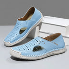 Hand-Sewn Leather Hollow-Out Sandals Unisex Casual Outdoor Walking Shoes